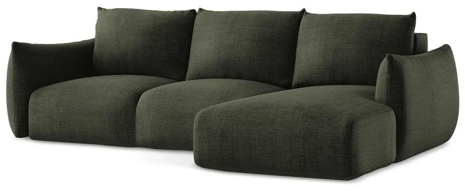 Zelená rozkladacia rohová pohovka (pravý roh/s leňoškou) Leila – Makamii