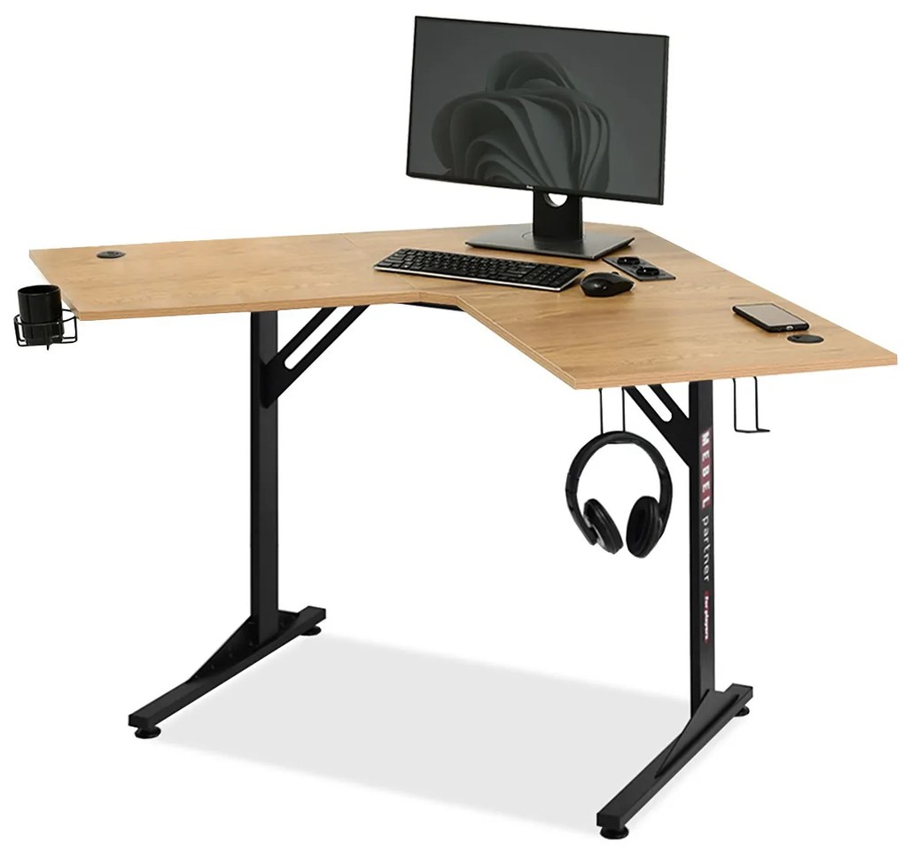 PC stolík Matts C (dub + čierna). Akcia -22%. Vlastná spoľahlivá doprava až k Vám domov. 1109795