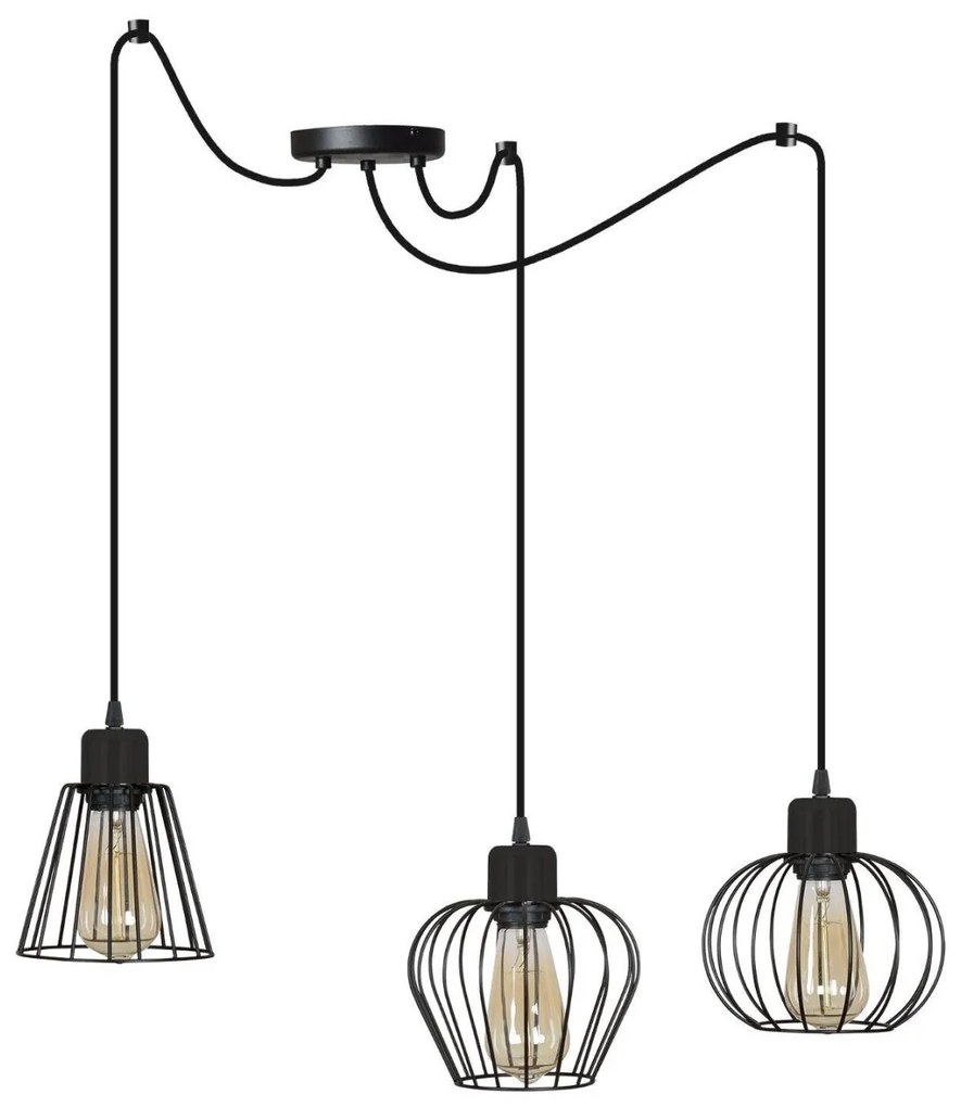 Závesné svietidlo Nuvola Spider, 3x drôtené tienidlo, (mix 4 tvarov tienidla)