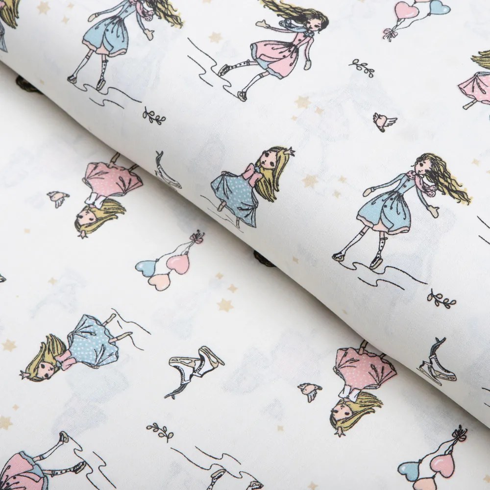 Biante Detská bavlnená obliečka na vankúš Sandra SA-261 Krasokorčuliarky na krémovom 50 x 70 cm