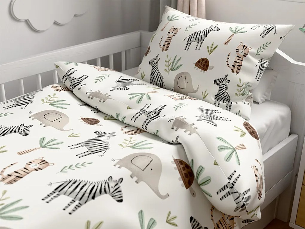 Krepové obliečky do postieľky Renforcé JUNGARI krémové Rozmer obliečky: 45 x 65 cm | 90 x 140 cm