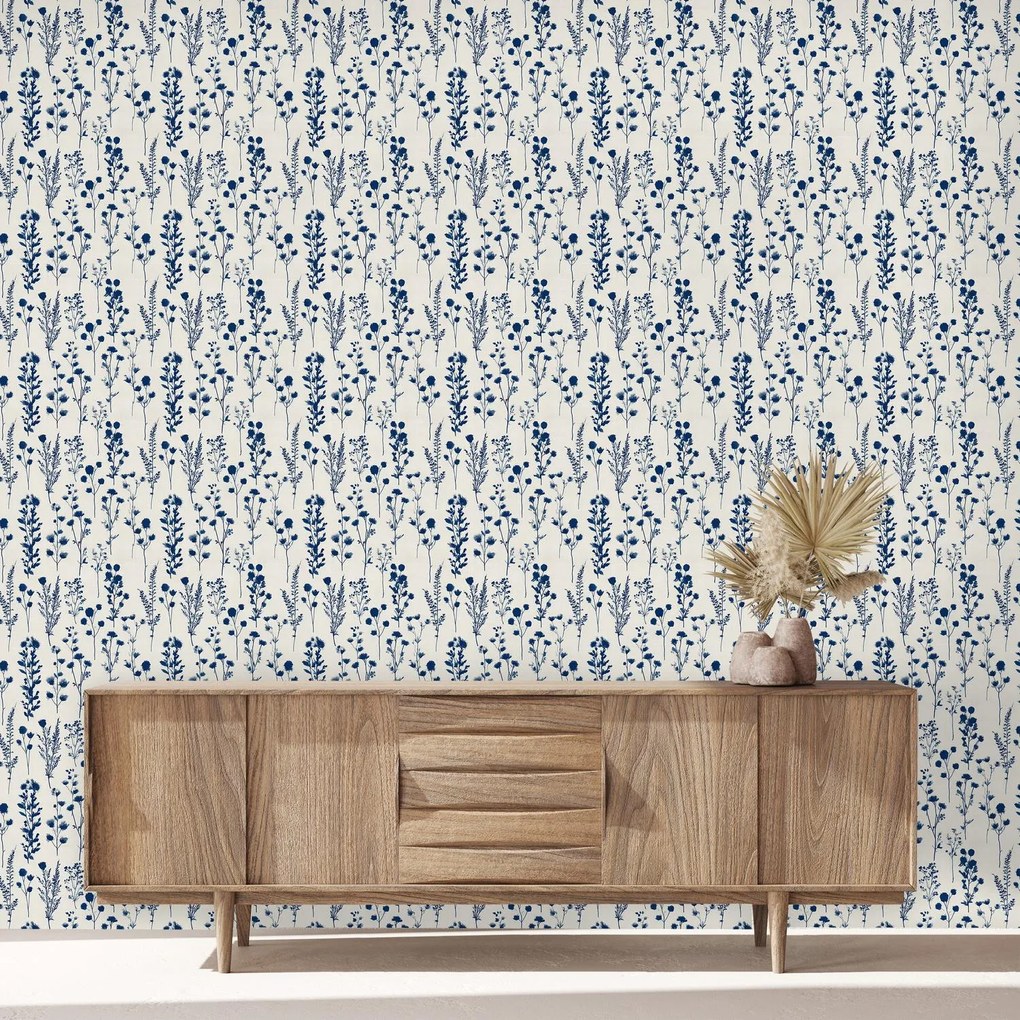 Fototapeta - Modré vzorované kvety (147x102 cm)