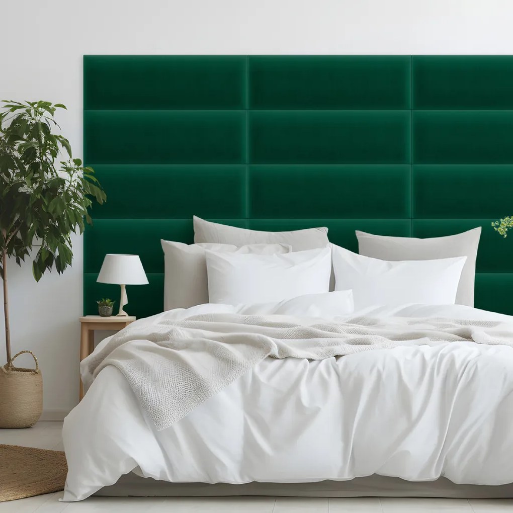 Zamatový čalúnený panel - Obdĺžnik - 80x20cm Farba: Fľaškovozelená