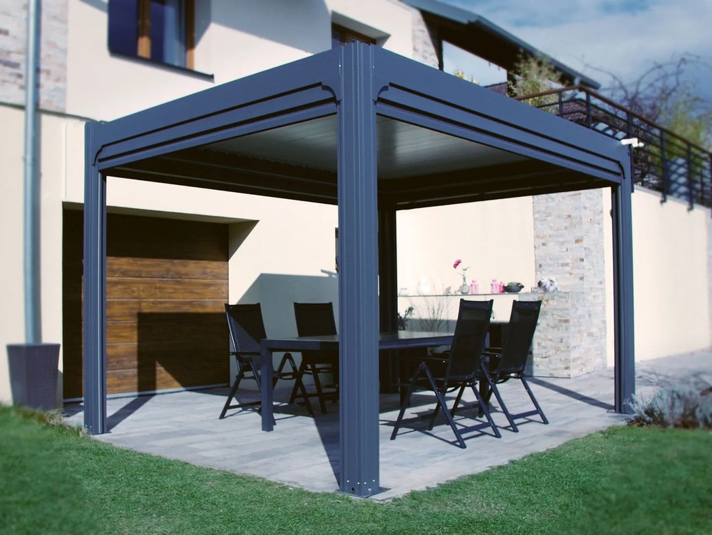 Bioklimatická pergola Noela antracit PREMIUM 3x4 m Farba lamiel: Antracit