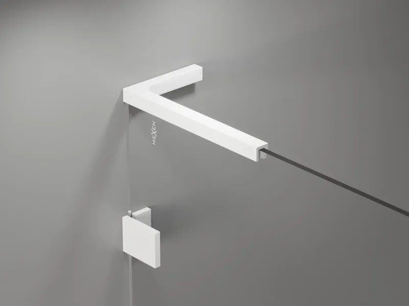 Mexen Lunar-B L, 1-krídlový sprchový kút, pravý, 90 x 70 cm, 8mm číre sklo, biely profil, 832L-090-070-20-00-P
