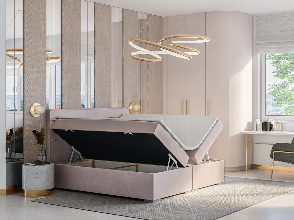 Manželská posteľ Boxspring 200 cm Benio (svetlofialová) (s matracom a úl. priestorom). Akcia -20%. Vlastná spoľahlivá doprava až k Vám domov. 1054511