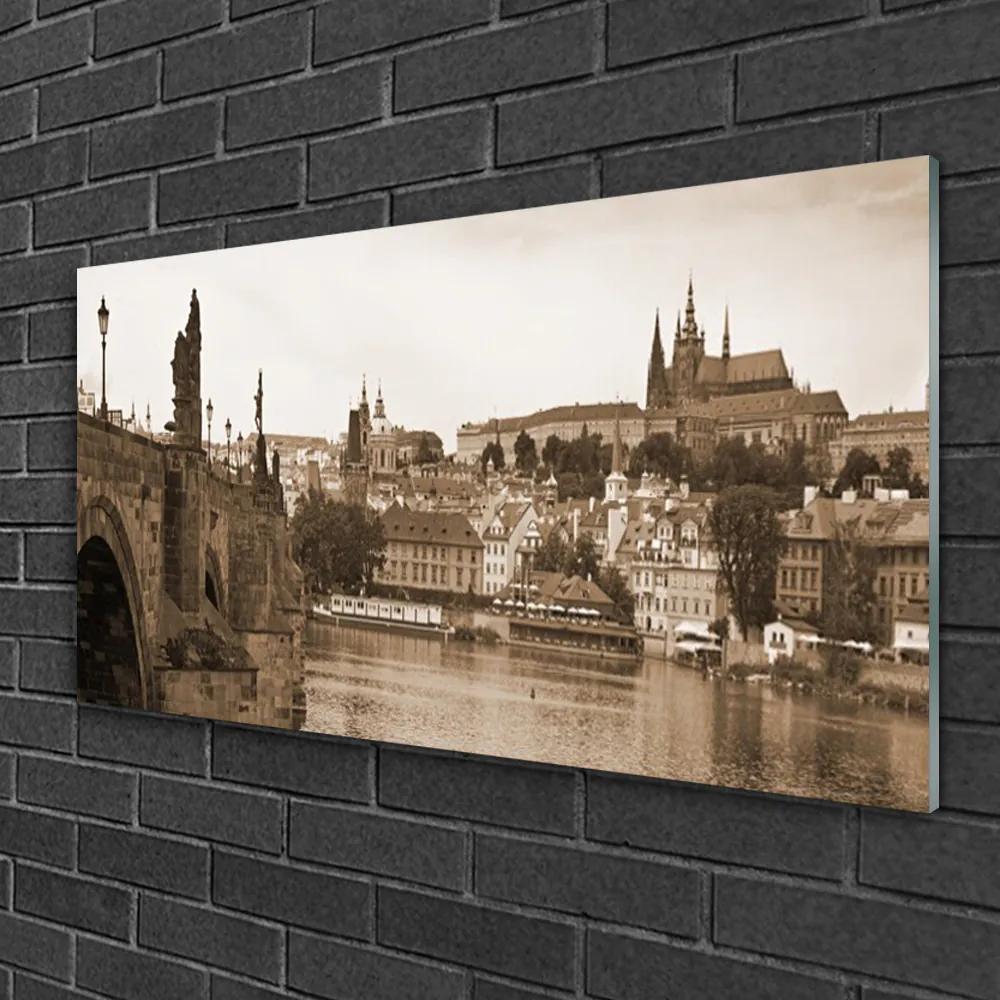 Obraz na skle Praha most krajina 100x50 cm