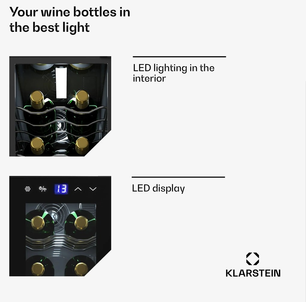 Klarstein Shiraz 14 Slim Uno chladnička na víno 14 fliaš 5 - 18 °C dotykové ovládanie