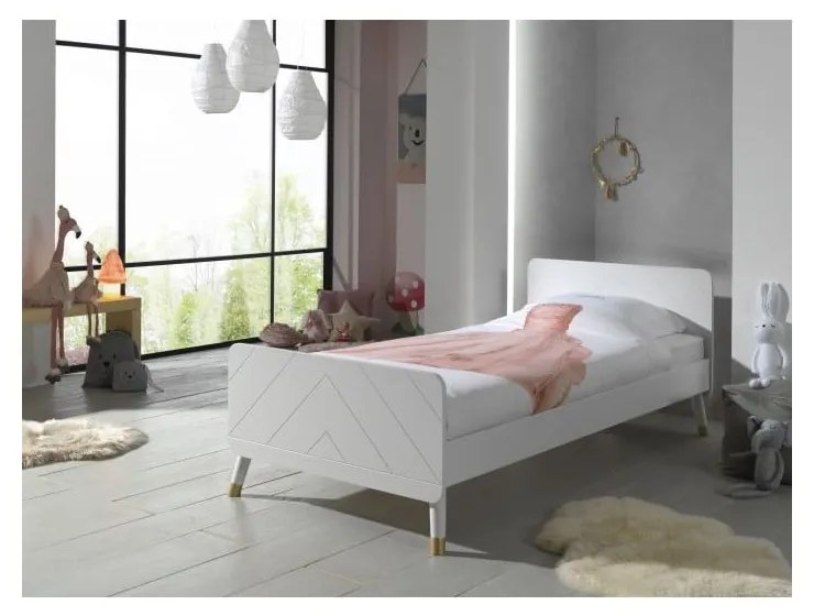 Biela detská posteľ z borovicového dreva Vipack Billy, 90 x 200 cm