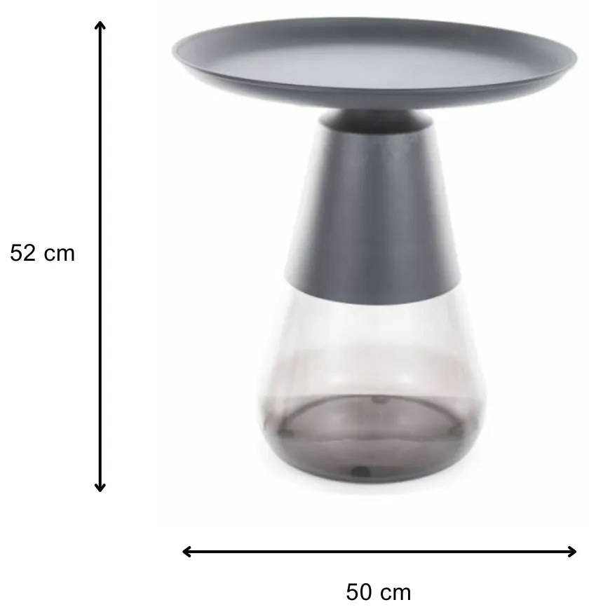 Príručný stolík Tiffany 50 cm číry/čierny mat