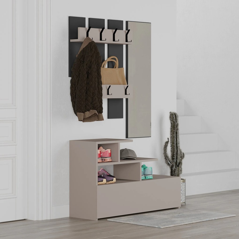 Předsíňová stěna Houseland Vesty mocha/antracit