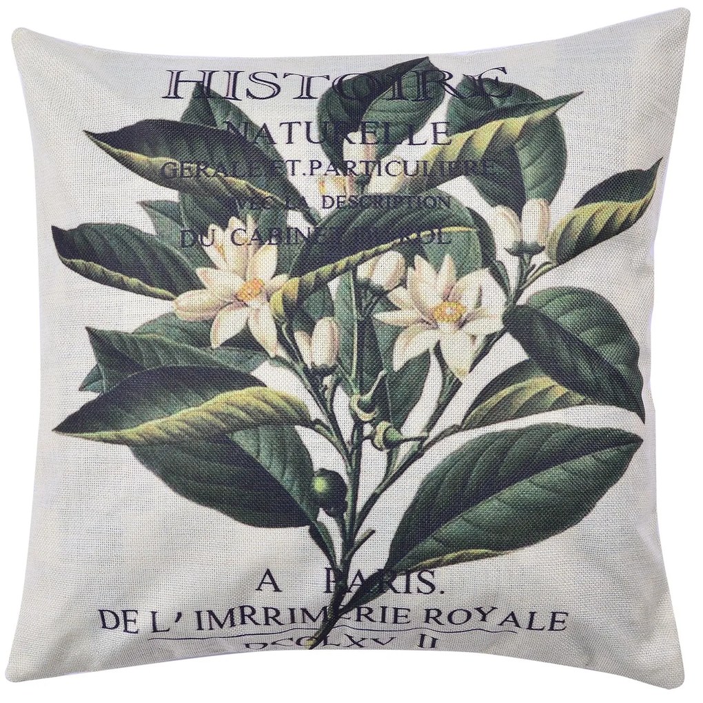 Povlak na vankúš s kvetinou a popisom - 43 * 43 cm