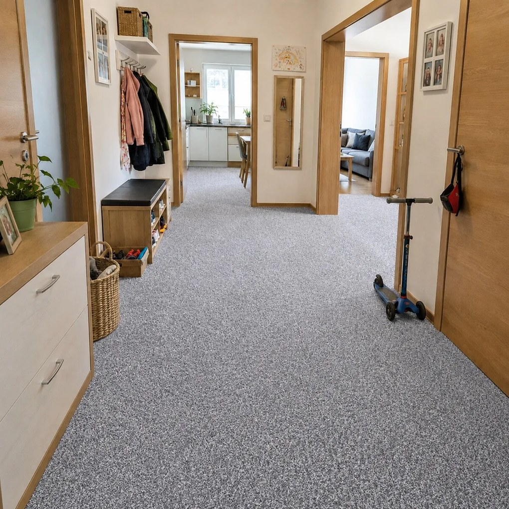 Betap, Koberec metráž Dalesman 73, na mieru, šíře 4m, šedá, filc, obývacia izba