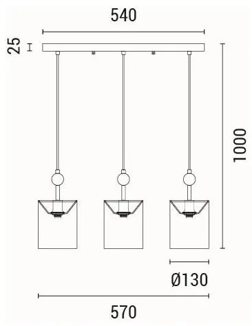 Luster na lanku 3xE14/15W/230V