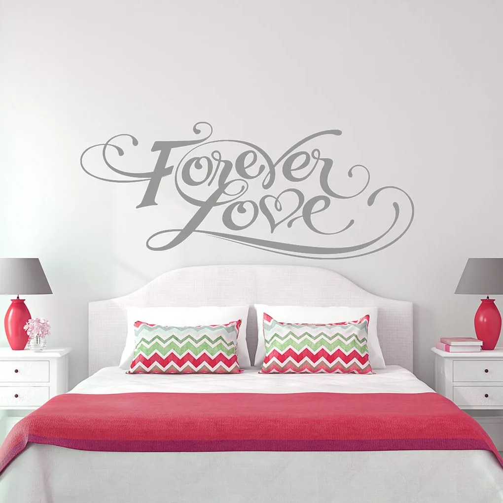 Veselá Stena Samolepka Forever love Farba: šedá, Veľkosť: 80 x 34 cm