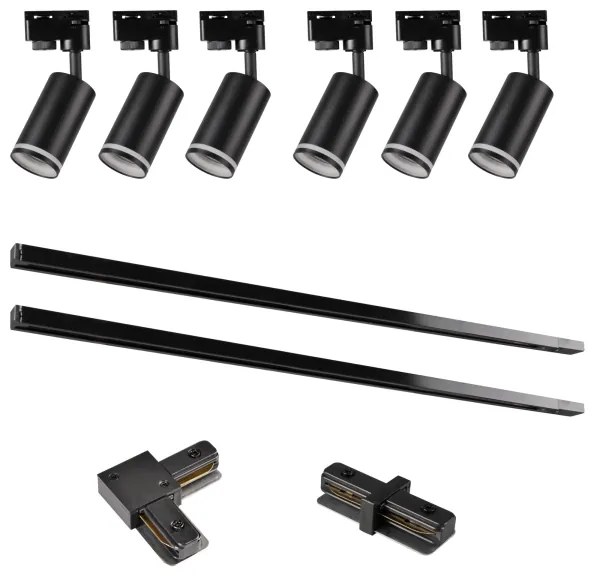 Bodové svietidlo do lištového systému PARIS 6xGU10/10W/230V +2x1 m lištový systém