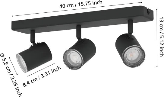 Eglo 901966 - Kúpeľňové bodové svietidlo CONSUMA 3xGU10/5W/230V IP44 čierna