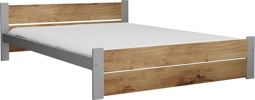 Posteľ IKAROS DOUBLE 160 x 200 cm, dub artisan/sivá Rošt: Bez roštu, Matrac: Matrac SOMMERA 18 cm