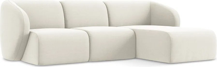 Béžová zamatová rohová pohovka (pravý roh/s leňoškou) Lani – Makamii