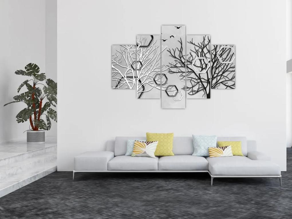 Abstraktný obraz so stromami (150x105 cm)