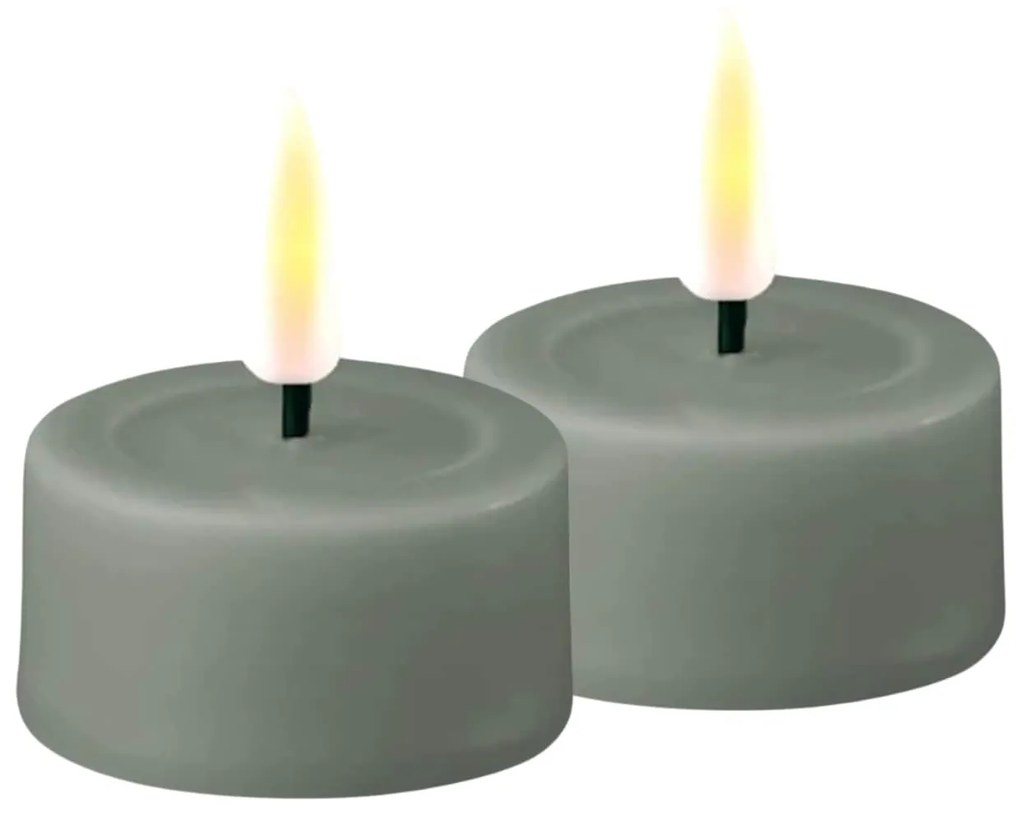 DeluxeHomeart Čajová LED sviečka Salvie Green – set 2 ks