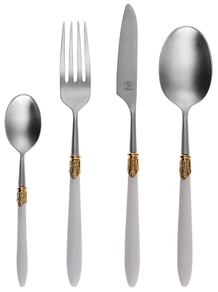 Príborový set 30 ks - Gaya Exeter Gold Ring biely - 133168