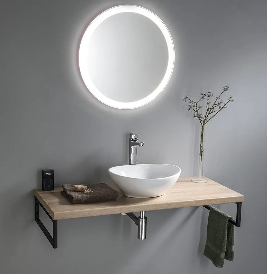 Aqualine Sapho, NOA guľaté zrkadlo s LED osvetlením, priemer 60cm, OM260