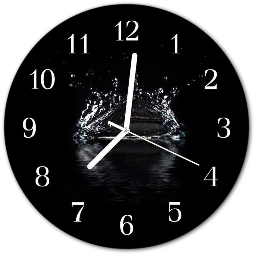 Nástenné sklenené hodiny Voda fi 30 cm