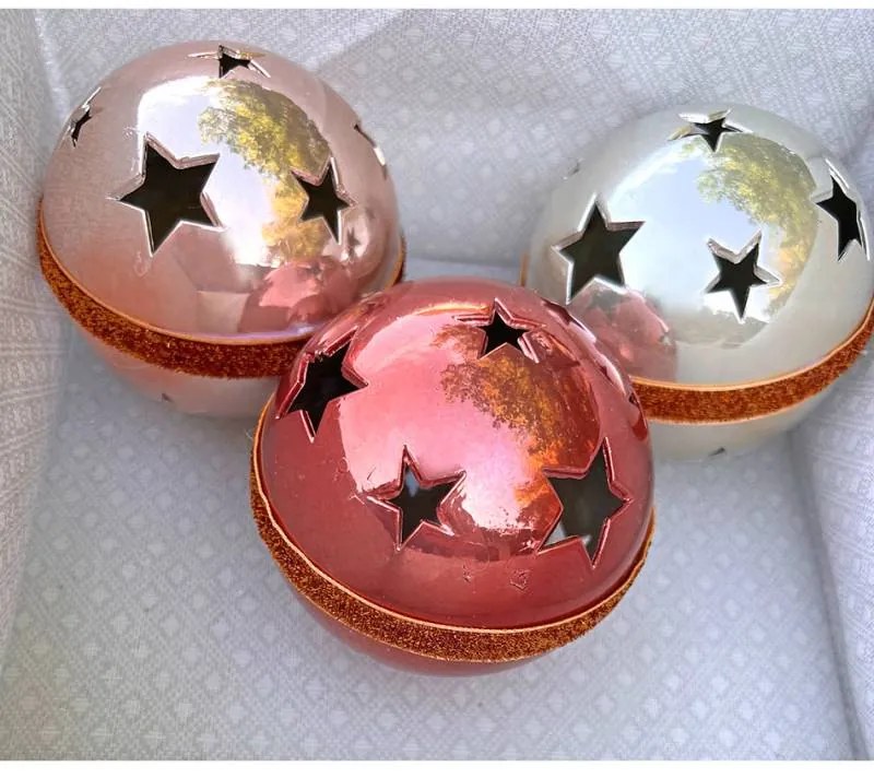 DECOLED Plastové ozdoby ve tvaru rolničky, 3 ks, prům. 8 cm, nezvoní