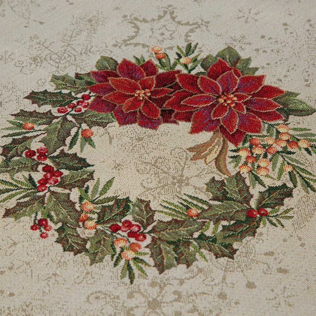 VIANOČNÝ GOBELÍNOVÝ BEHÚŇ NA STÔL MERRY 45X140 CM VZOROVANÝ