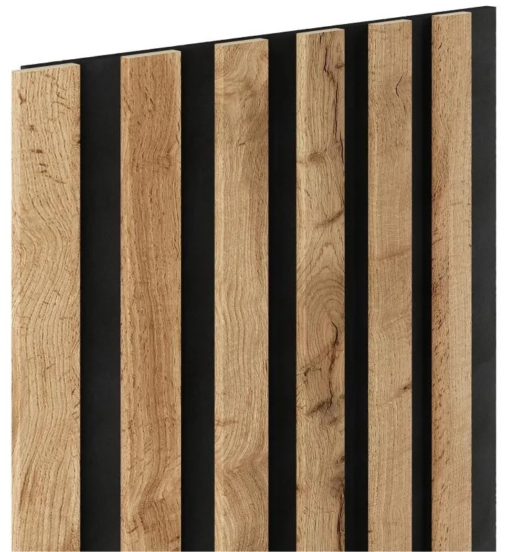 Akustické dekoračné panely SLIM, dub wotan 3D lamely na filcovom podklade, rozmer 270 x 30 cm, IMPOL TRADE