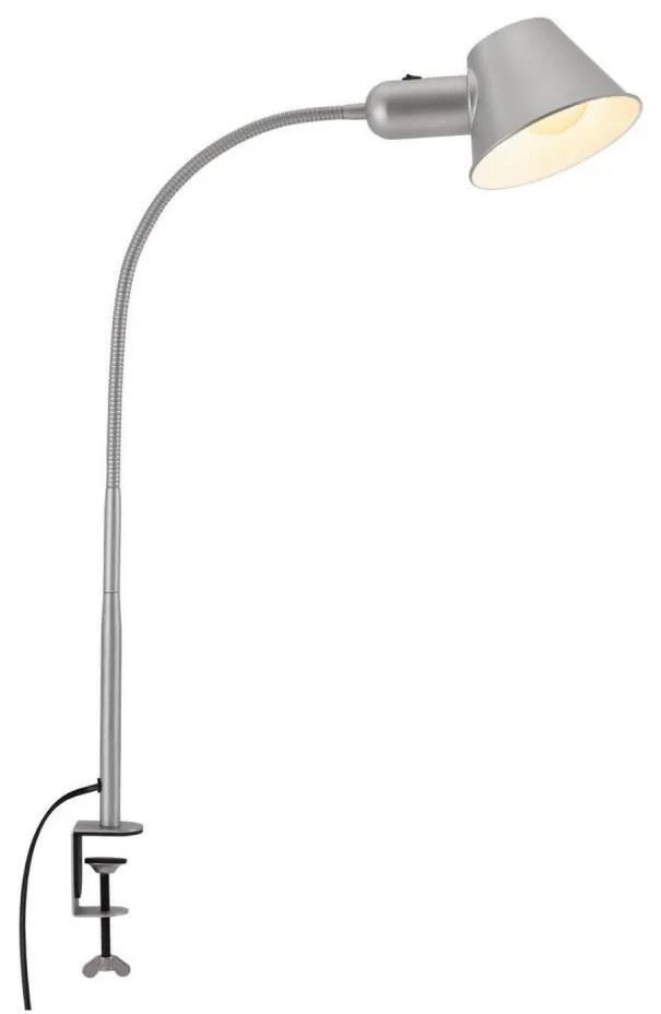 Brilo - Flexibilná stolná lampa s klipom 1xE27/10W/230V strieborná
