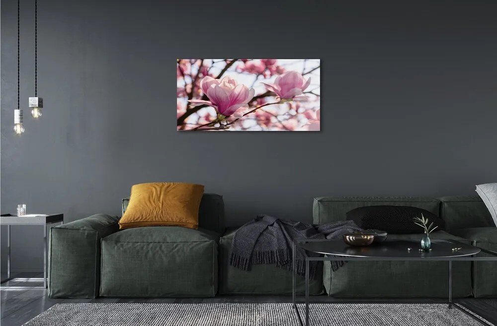 Sklenený obraz magnólia strom 125x50 cm