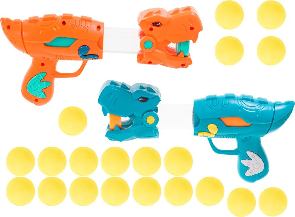 Hra na streľbu na terč KIK Dinosaurus – súprava 2 pištolí a 20 guličiek s LED funkciou
