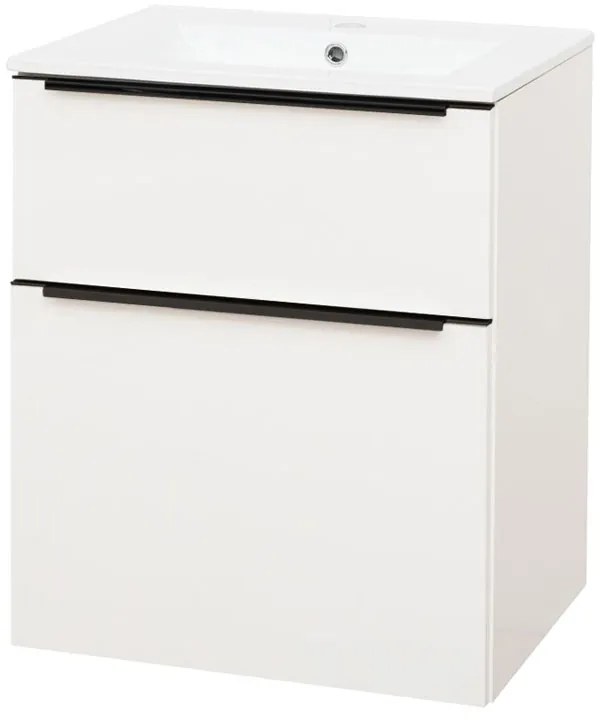 Mereo Mereo, Mailo, kúpeľňová skrinka s keramickým umývadlom 61 cm, čierne madlo, MER-CN540B