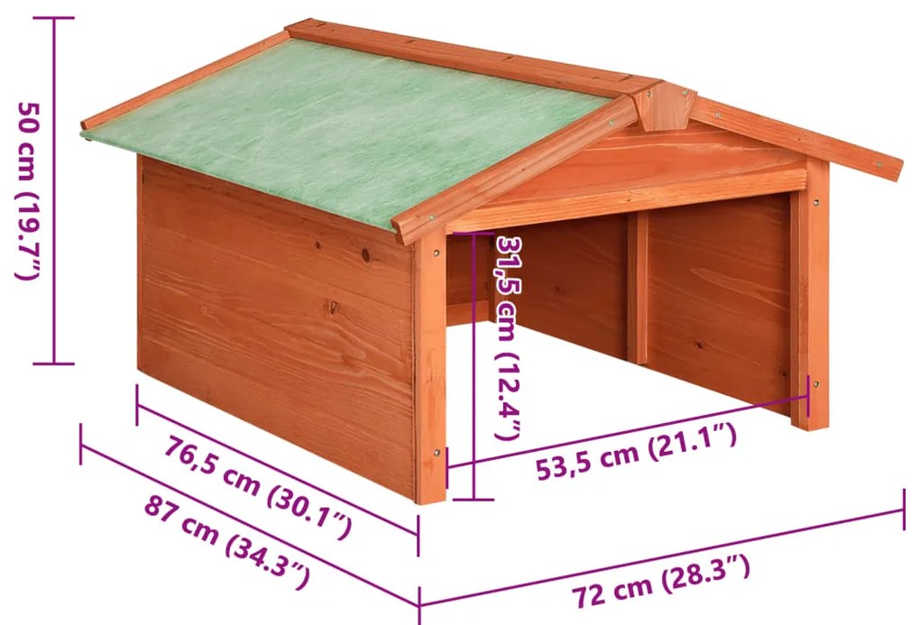 Garáž na robotickú kosačku 72x87x50 cm jedľový masív