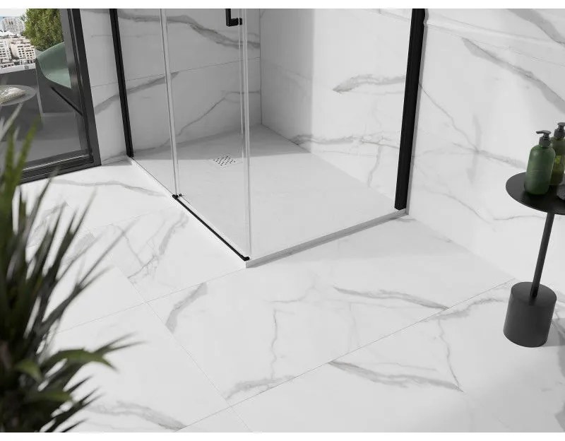 Mexen Stone+, obdĺžniková vanička z minerálneho kompozitu 140 x 90 cm, biela, biela krytka, 44109014-W