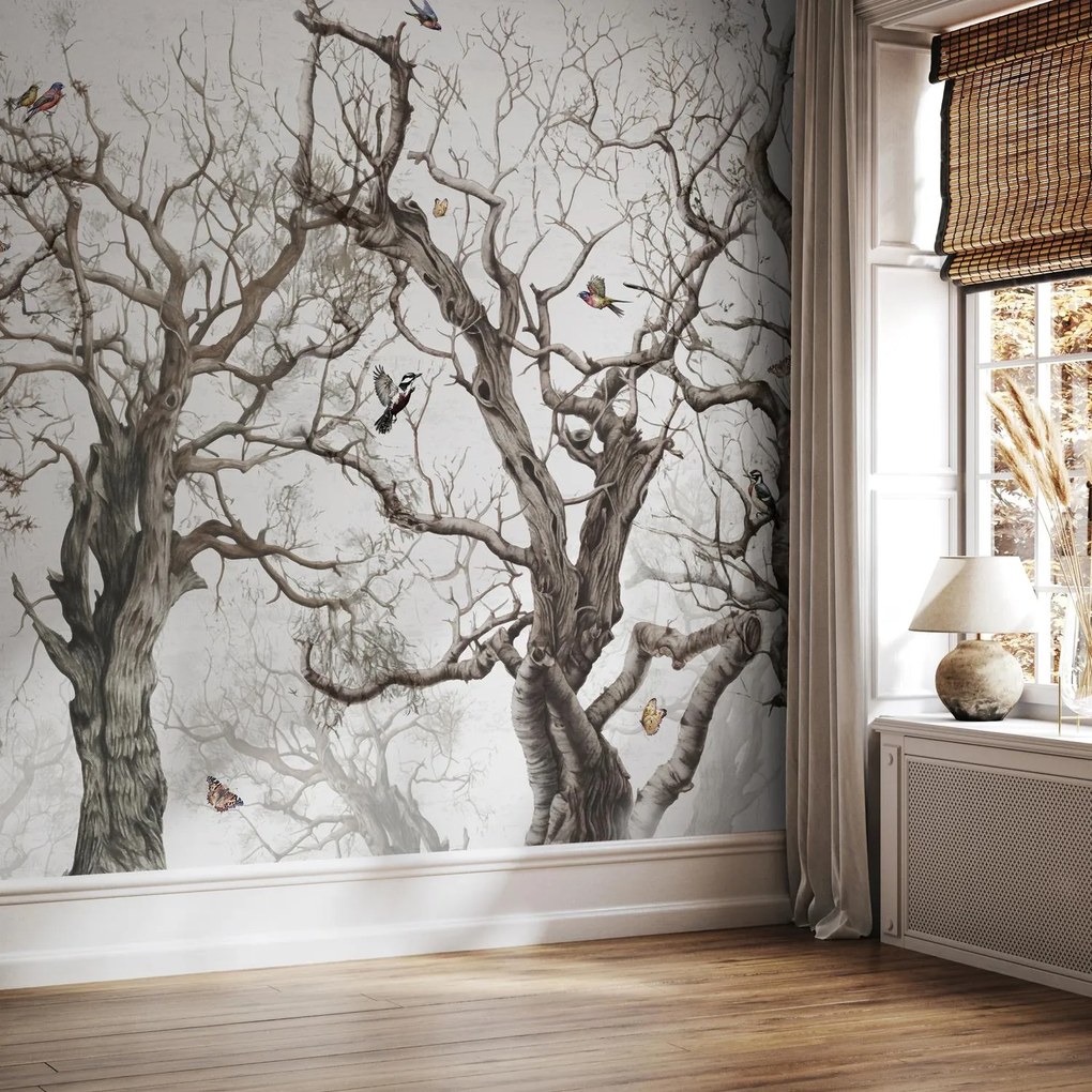 Fototapeta - Vtáčiky na stromoch (147x102 cm)