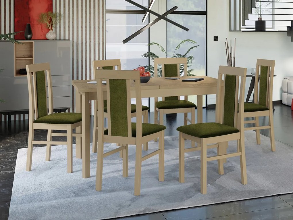 Rozkladací stôl so 6 stoličkami - AL34, Morenie: Orech - L, Poťahové látky: 25x - Paros 2