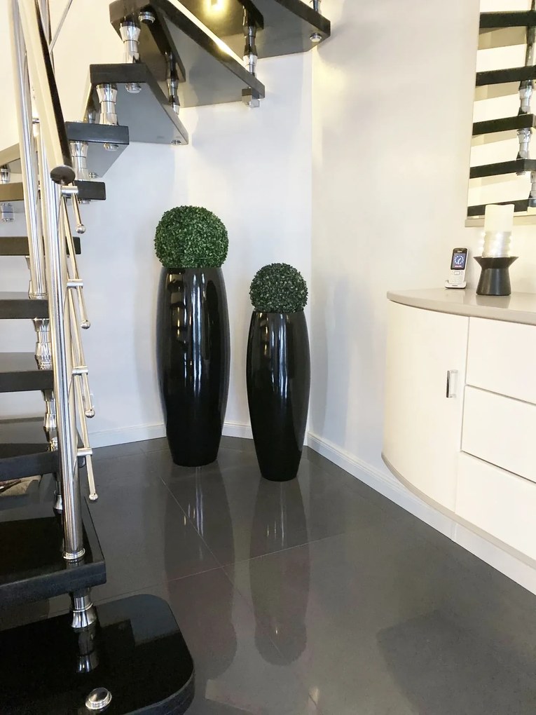 Kvetináč MAGNUM, sklolaminát, výška 100 cm, čierny lesk