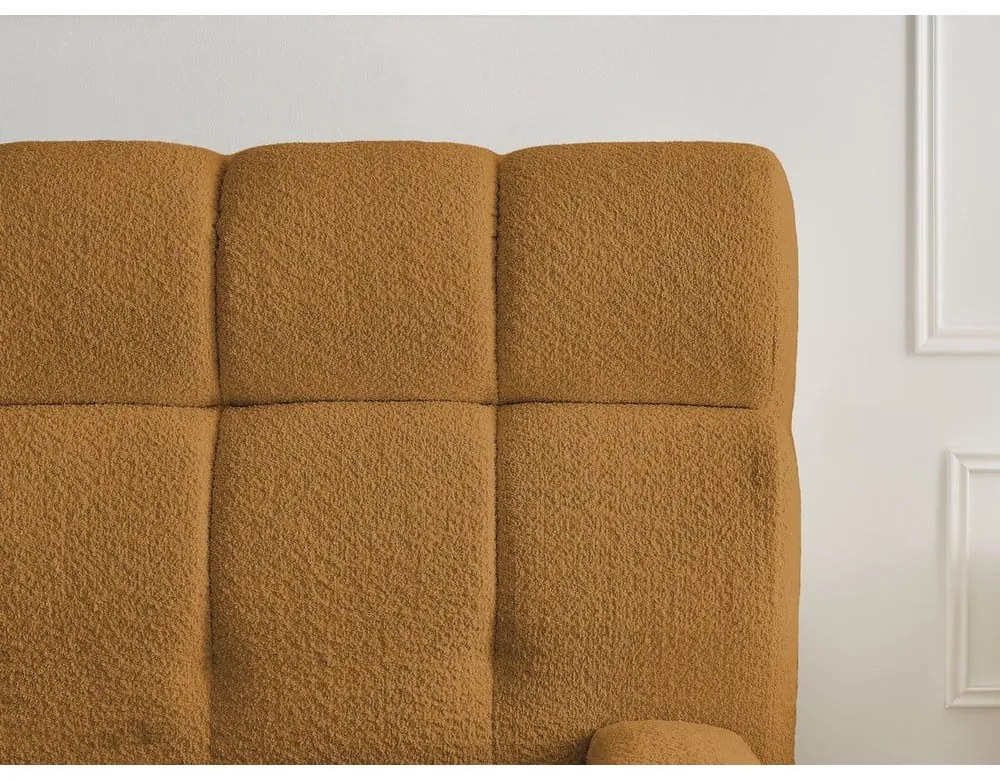 Čalúnená dvojlôžková posteľ s úložným priestorom s roštom 180x200 cm v horčicovej farbe Mont Blanc – Bobochic Paris