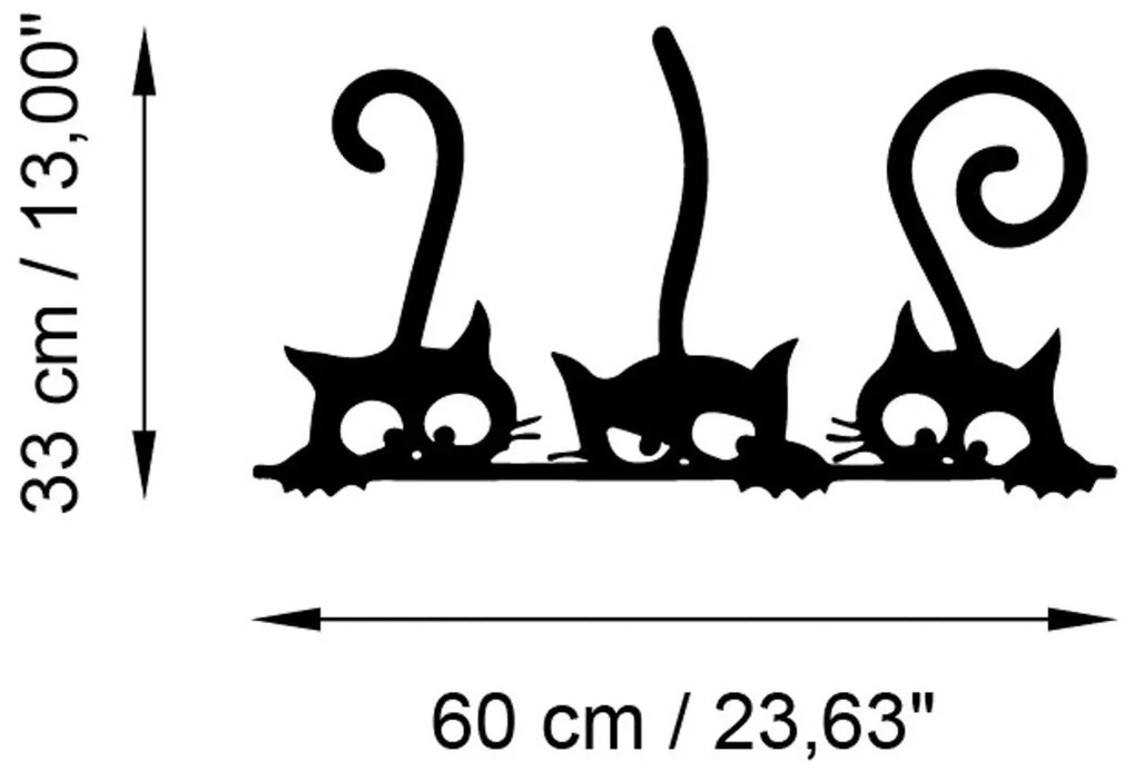 Nástenná kovová dekorácia Mačka 5 čierna