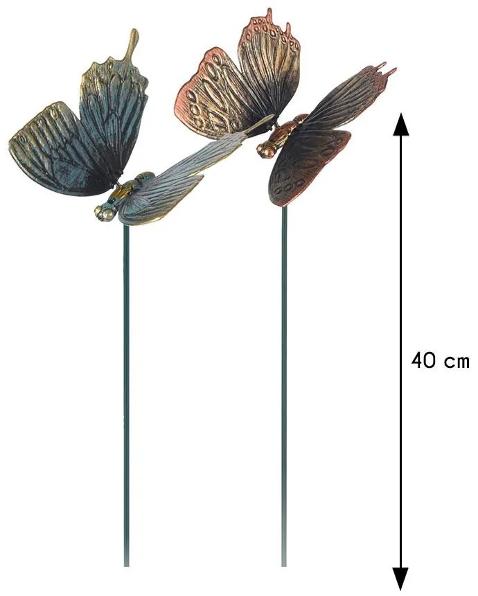 Zapichovacia záhradná dekorácia Butterfly, sada 2ks, 40 cm, plast, viacfarebná