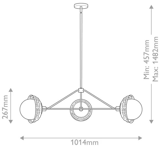 Alora Mood ALM-PERTH3-GD - Luster na tyči PERTH 3xE14/40W/230V zlatý