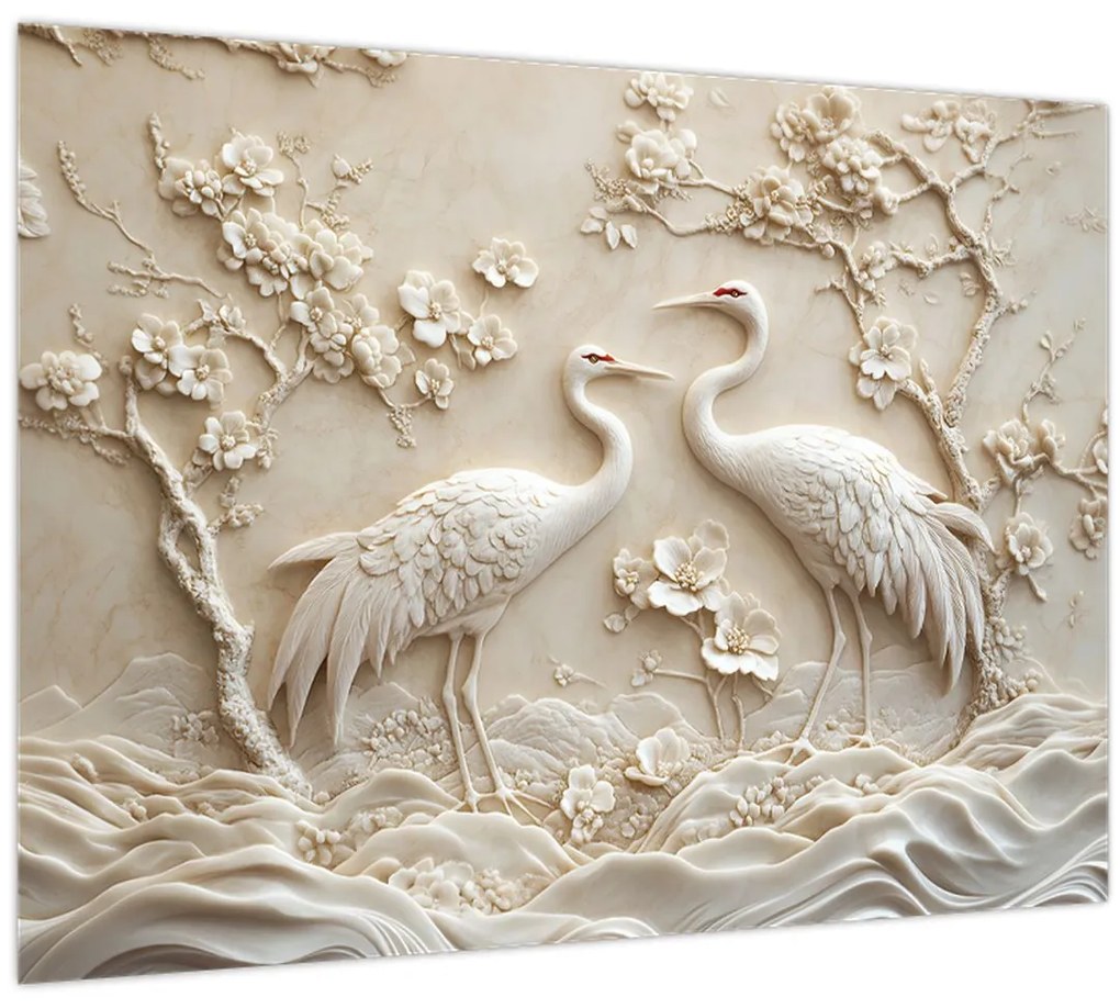 Sklenený obraz - Čínsky vzor (70x50 cm)