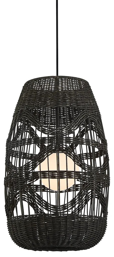 Závesné svietidlo Arona, 1x čierne ratanové tienidlo, (fi 25cm), b