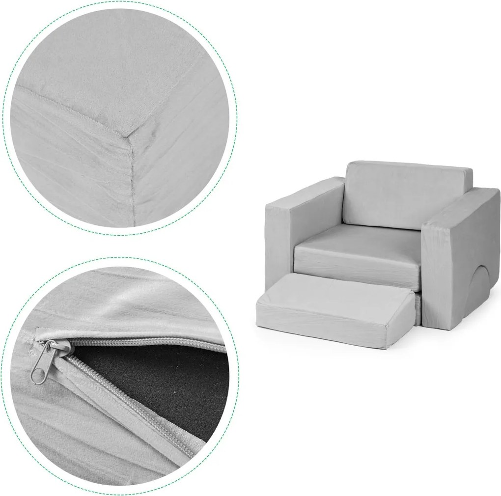 Dětské modulární křeslo DIY šedé