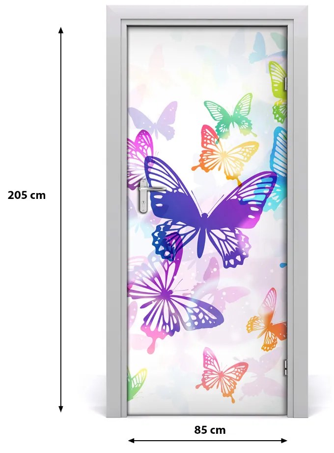 Samolepiace fototapety na dvere farební motýle 85x205 cm