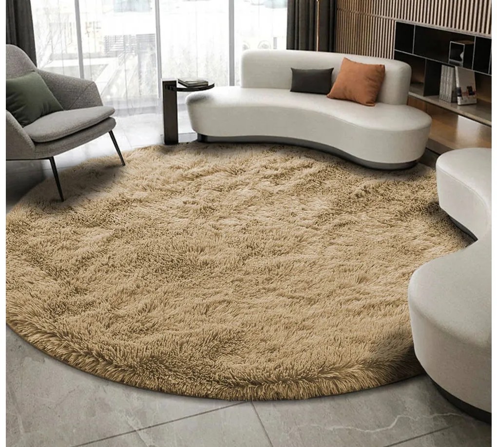 TZ Hnedý okrúhly shaggy koberec Lana Rozmer: 200