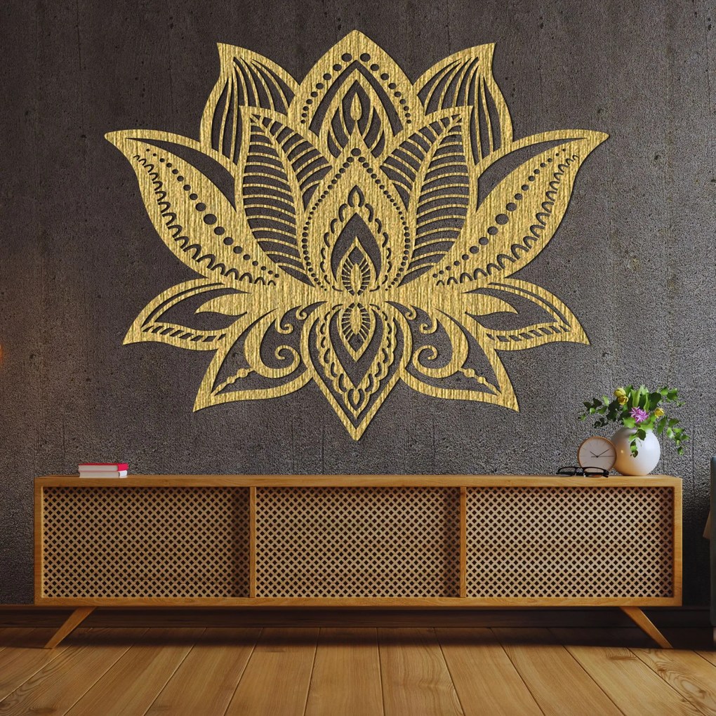 SENTOP | Drevený obraz lotosový kvet – elegantná mandala svetla | SENTOP PR0466